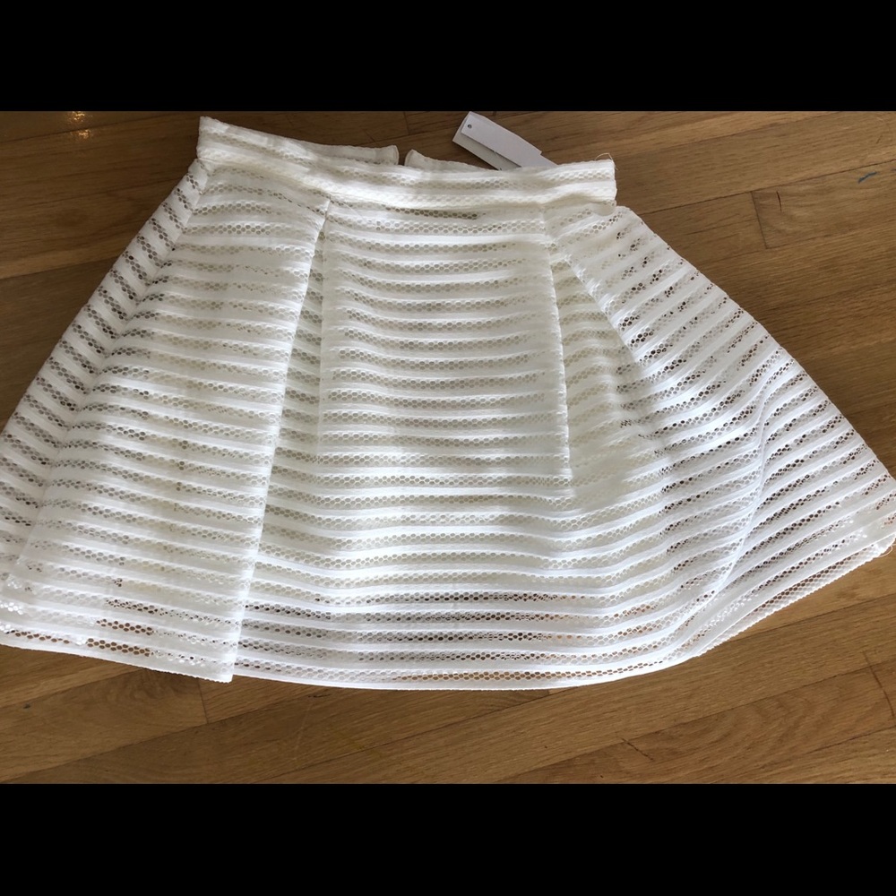 Aqua white mini skirt with pleats